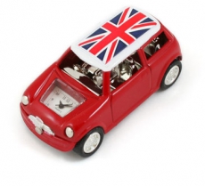 Red Union Jack Mini Cooper Clock