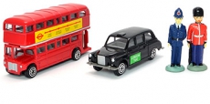 Diecast Metal Bus and Taxi Model Gift Set