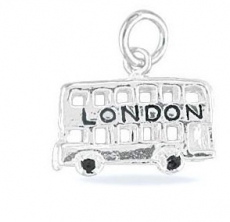 Sterling Silver Bus Charm with Black Enamel