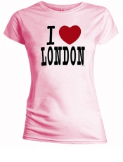 Ladies Skinny Fit Pink I LoveT Shirt