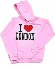 Pink I Love Hooded Sweatshirt Hoodie