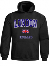 Black London England Union Jack Hoodie Sweatshirt