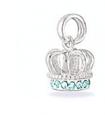 Sterling Silver Crown Charm with Blue Stones & Necklace