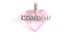 Pink Glass Sterling Silver Heart Pendant