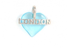 Blue Glass Sterling Silver Heart Pendant