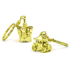 Gift Set Of Two Gold Metal London Keyrings