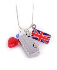 Rubylite Heart Necklace With Bus & Union Jack