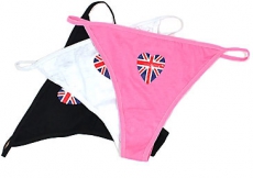 Gift Set of 3 Ladies Union Jack Heart Thongs