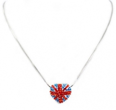 Union Jack Crystal Heart Necklace