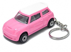 Die Cast Metal Pink Mini Cooper Keyring