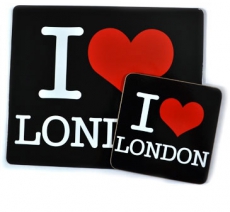 Black Mousemat And Coaster Set