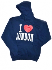 Navy Blue I Love Hooded Sweatshirt Hoodie