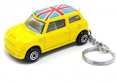 Die Cast Metal Yellow Union Jack Mini Cooper Keyring