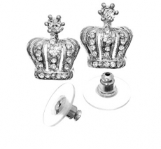 Silver Crystal Crown Earrings