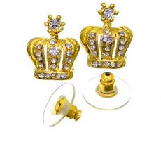 Gold Crystal Crown Earrings
