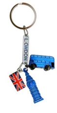 Metal Keyring with Bus & Big Ben Charms