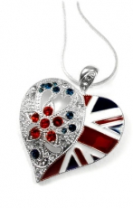 Enamelled Crystal Union Jack Heart Necklace