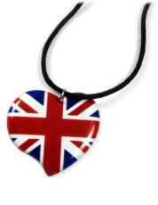 Enamelled Union Jack Heart with Cord Necklace