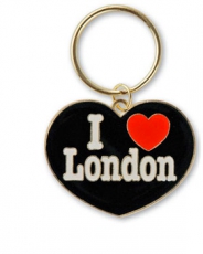 Black Heart Shaped I Love London Metal Keyring