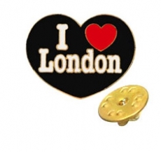 Black Metal Heart I Love London Lapel Pin Badge