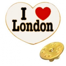 White I Love London Heart Metal Lapel Pin Badge