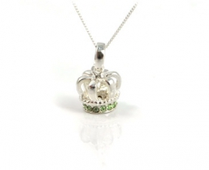 Sterling Silver Crown Pendant With Crystal Necklace