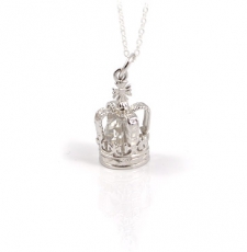 Sterling Silver Crown with Crystal Necklace