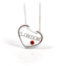 Sterling Silver Heart with Red Stone Necklace