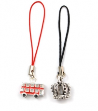 Gift Set of two Red Bus and Crown Phone Charms