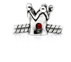 Silver Tone Rhinestone Crown Bead For Charm Bracelet