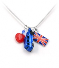 Rubylite Heart Necklace With Blue Taxi & Union Jack