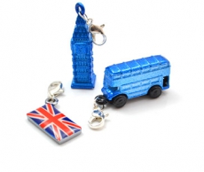 Set of Three Blue Metal Charms
