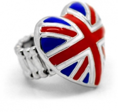 Union Jack Heart Elasticated Ring
