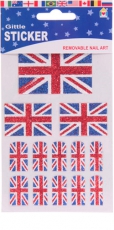 Glitter Union Jack Flag Removable Nail Stickers
