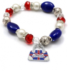 Elasticated Union Jack Handbag Charm Bracelet