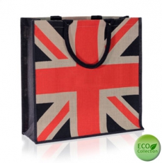 Navy Jute Union Jack Bag with Luxury Padded Handles