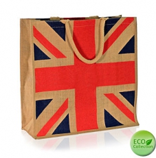 Natural Jute Union Jack Bag with Luxury Padded Handles