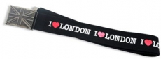I Love London with Union Jack Buckle Canvas Belt