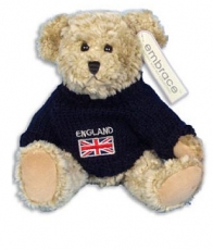 20cm Soft Toy Bear with Blue Union Jack England Sweater