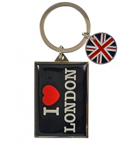 Metal I Love London Union Jack Disc Keyring