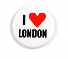 Large White I Love Badge