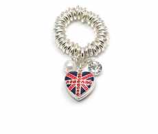 Enamelled Crystal Union Jack Charm Ring