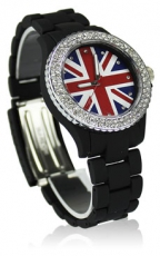 Black Diamante Union Jack Watch