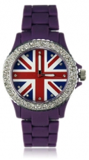Purple Diamante Union Jack Watch