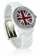 White Diamante Union Jack Watch