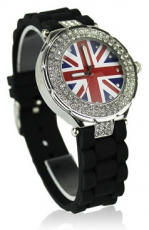 Black Union Jack Watch with Diamantes
