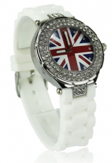White Union Jack Watch with Diamantes