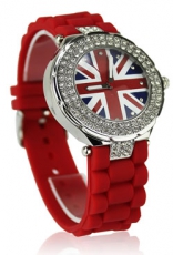 Red Union Jack Watch with Diamantes