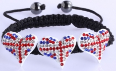 Union Jack Crystal Heart Shaped Bracelet