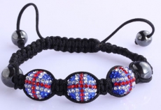 Union Jack Crystal Disco Ball Shamballa Bracelet